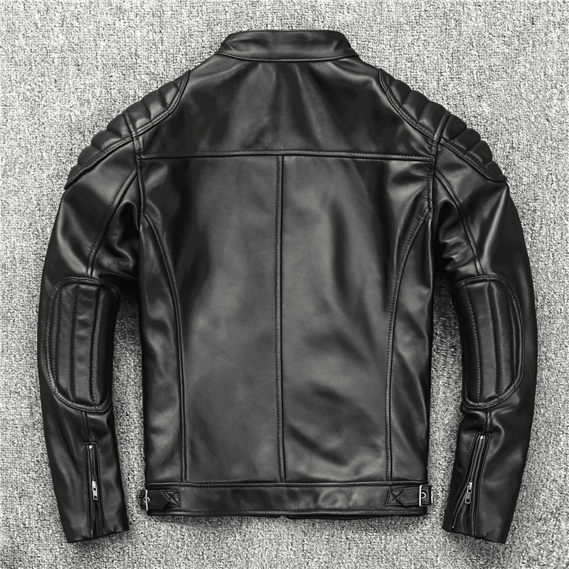 Men'S Motorcycle Stand-Collar Slim Short Youth Leather Jacket