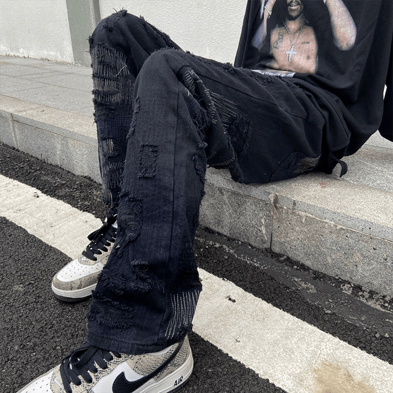 7Tt Original National Chaogao Street Cut Loose Straight Jeans Men''S Wide Leg High Waist Versatile Casual Pants