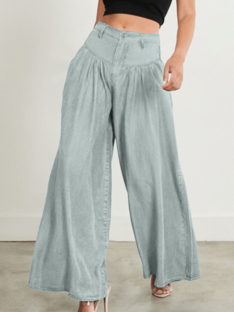 Fashion Simplicity Solid Pleated High Rise Pants for Women