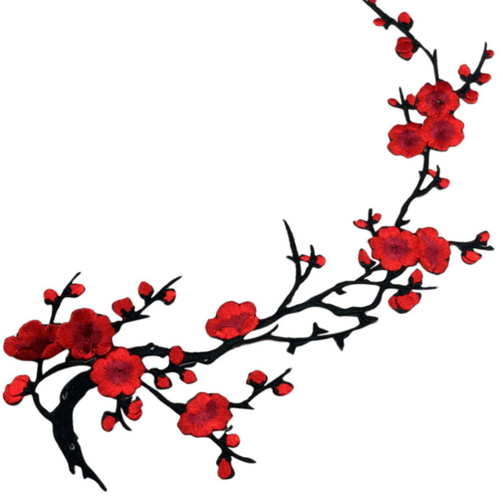 Plum Blossom Flower Applique Clothing Embroidery Patch Fabric Sticker Iron on Patch Sewing Repair