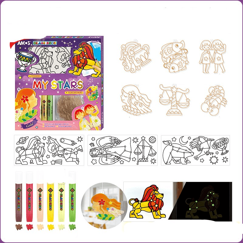 No Baking Glue Painting Children'S Handmade DIY Coloring Puzzle Set