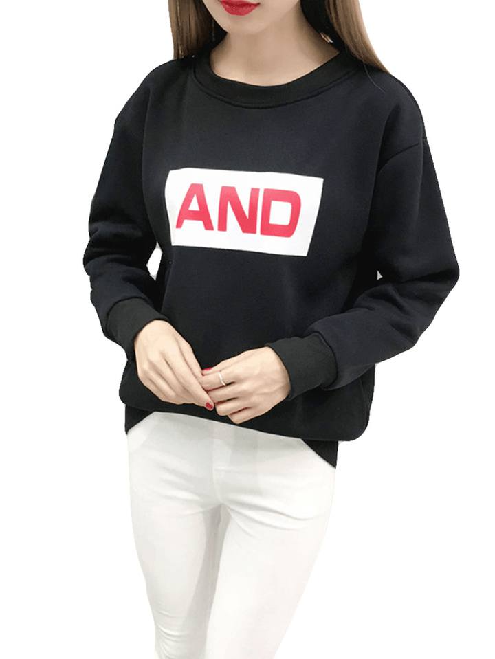 Letters Printed Long Sleeve O-Neck Sweatshirt - MRSLM