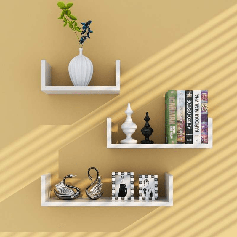 3Pcs Wooden Wall Shelf Wall-Mounted Organiser Wall Decor