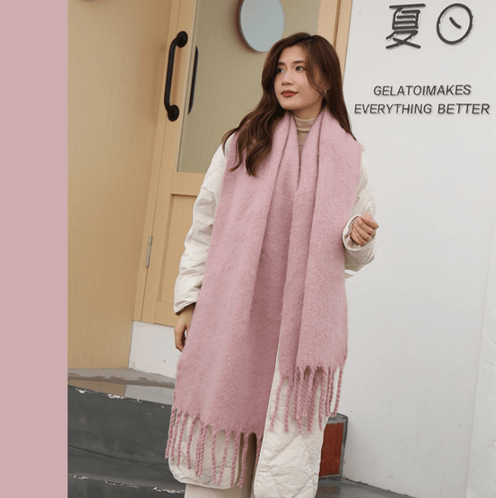 Fashion All-Match Solid Color Windproof Padded Shawl