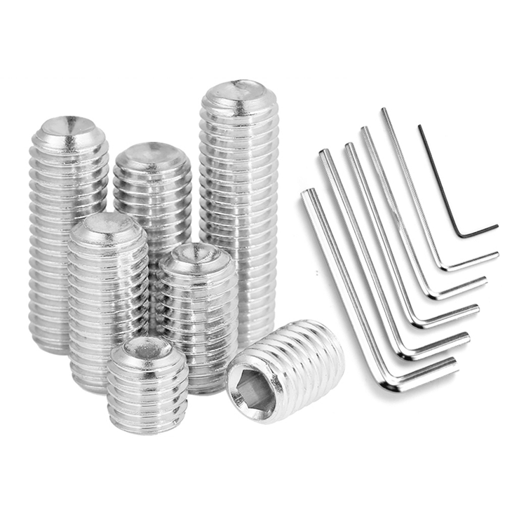 Suleve 660Pcs M2.5-M8 Stainless Steel Hex Allen Grub Screw Socket Flat Point Set with 6Pcs Wrench Assortment Kit Internal Hex Drive Cup-Point