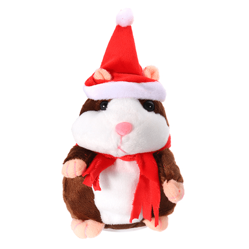 18CM Lovely Talking Hamster Christmas Plush Toy Speak Talking Sound Record Hamster Talking Toys - MRSLM