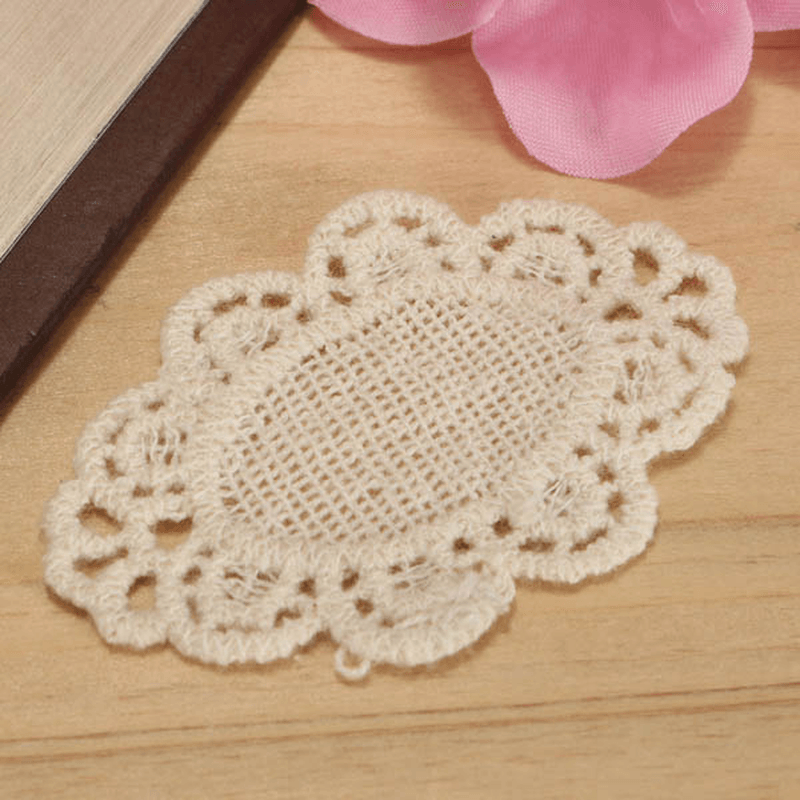 55X35Mm White Flower Polyester Embroidery Lace Trim DIY Sewing Needlework Accessories