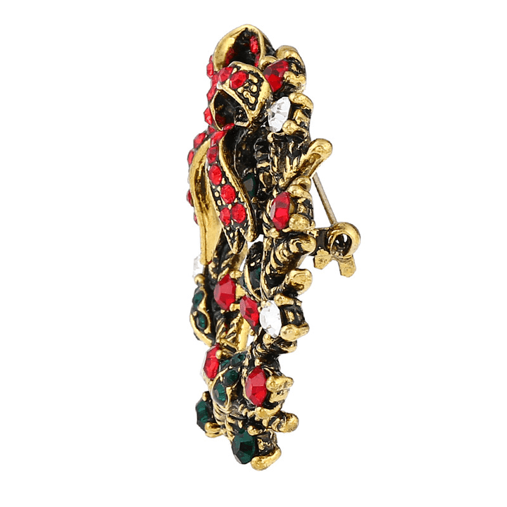 Christmas Wreath Festive Brooch Pin Gift Shirt Collar Brooch Sliver & Gold