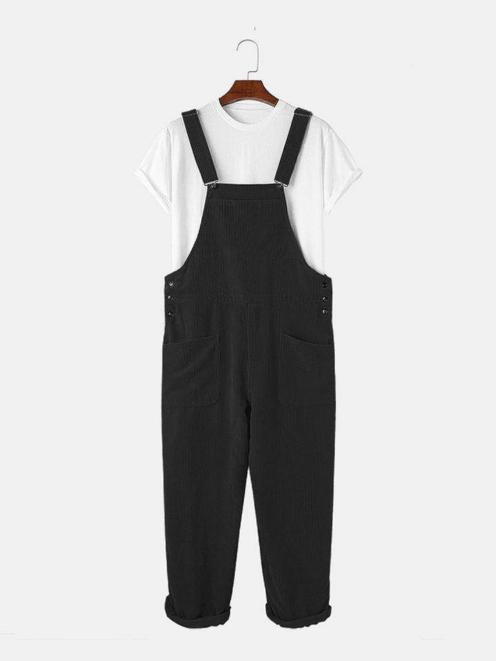 Mens Corduroy Multi Pocket Sleeveless Loose Jumpsuits