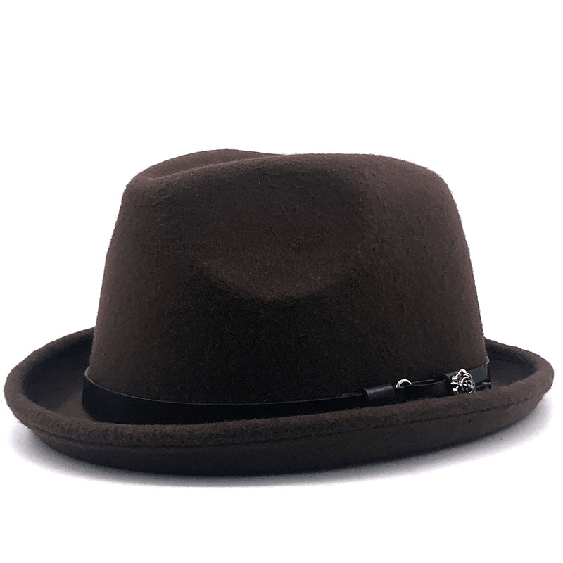 Top Hat Belt Buckle Black Woolen Hat Male British Jazz Hat Imitation Wool