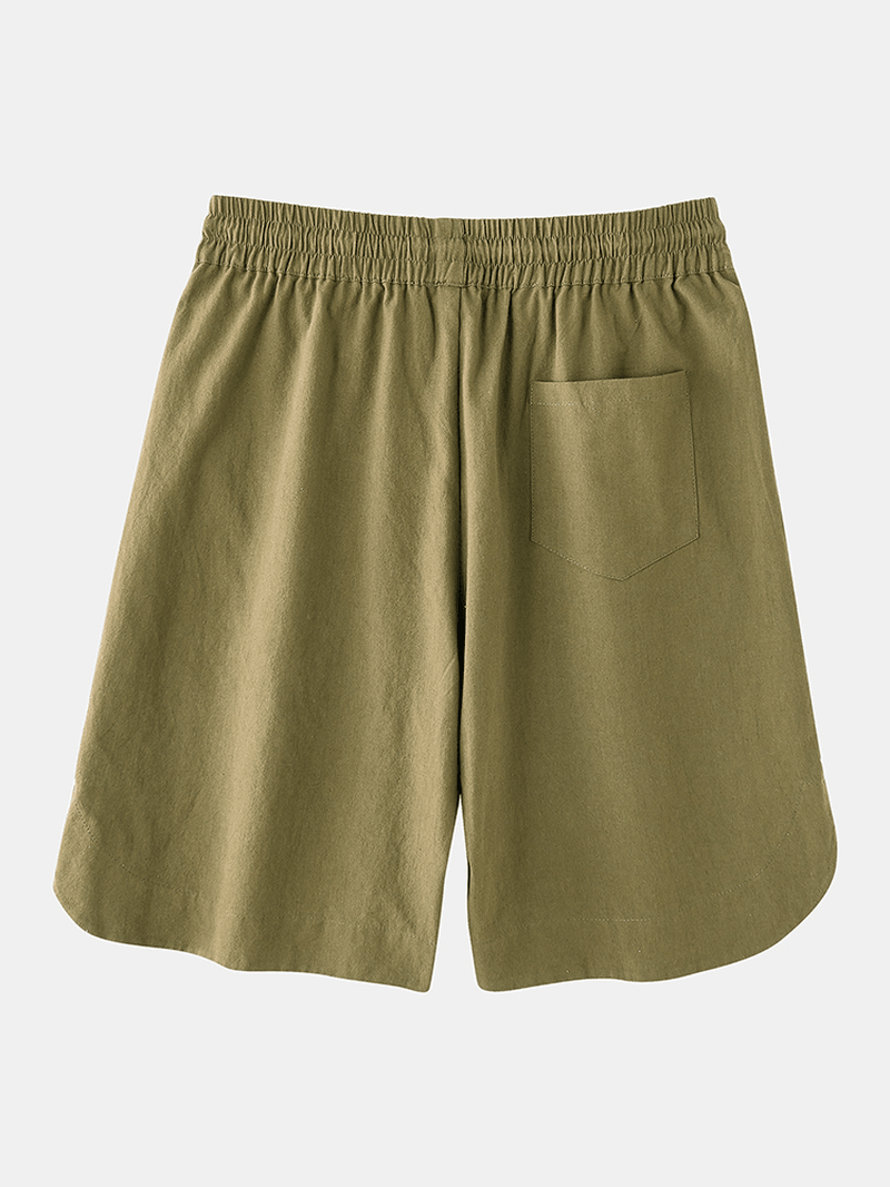 Men 100% Cotton Solid Color Casual Shorts