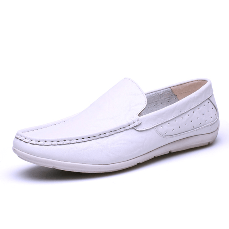 New Men Casual Outdoor Soft Comfortable Leather Slip on Flats Loafers Shoes