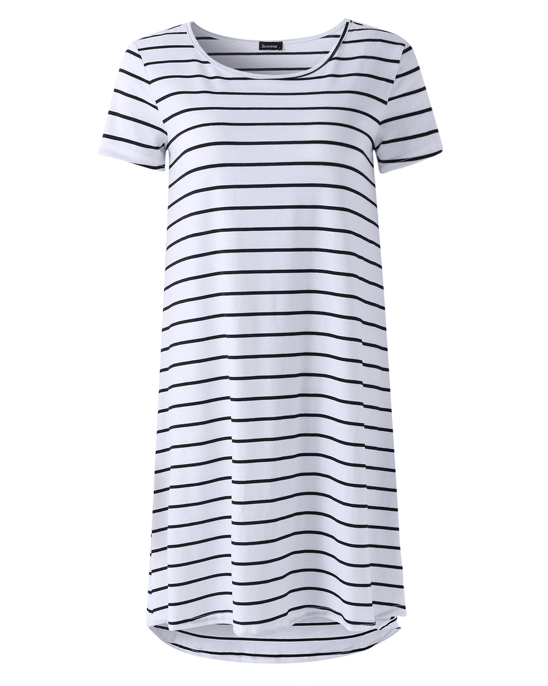 Striped O-Neck Short Sleeve Casual Summer Mini Shirt Dress