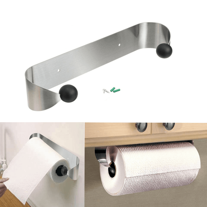 Stainless Steel Paper Towel Holder Wall Mount Roll Paper under Cabinet Organizer Hanger Kitchen Home