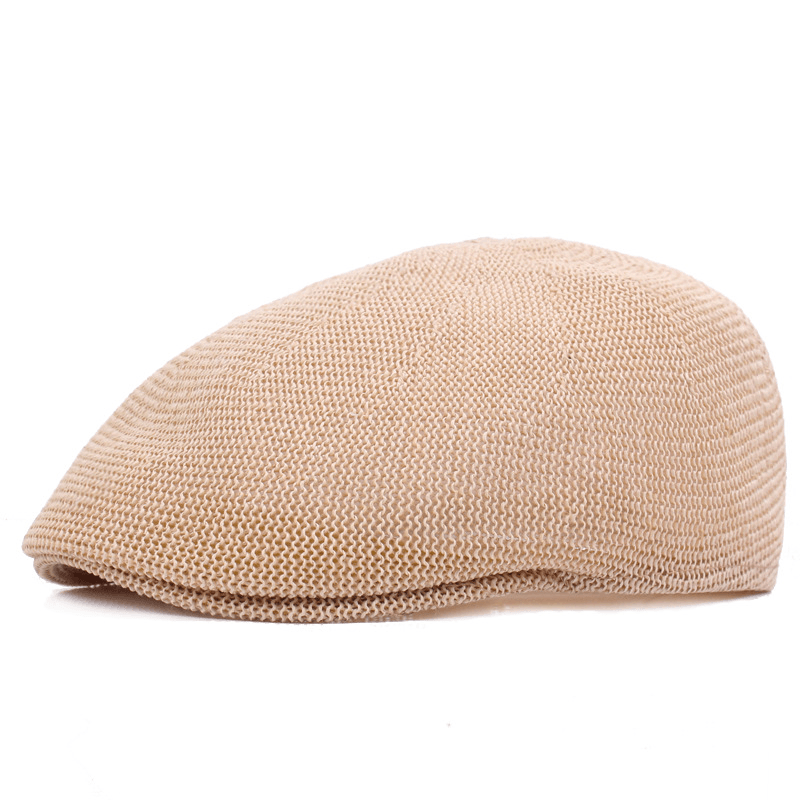 NET Hat Summer Beret Men'S Mesh Cap British Casual Sun Hat Women'S Straw Hat