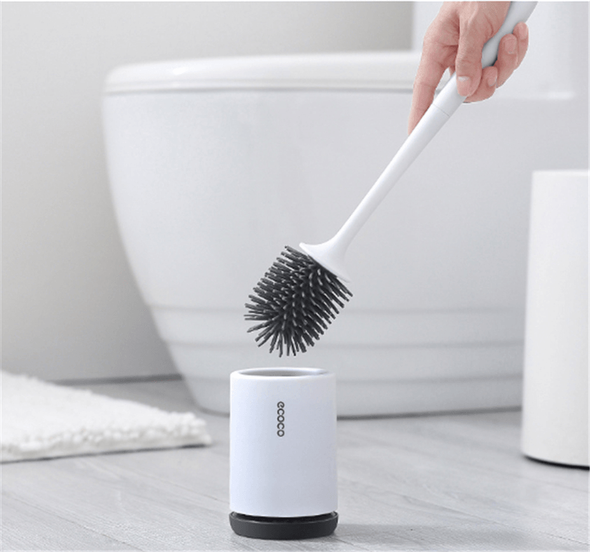 Ecoco Silicone Toilet Brush Soft Bristle Wall-Mounted Bathroom Toilet Brush Holder Set Clean Tool Durable Thermo Plastic Rubber - MRSLM