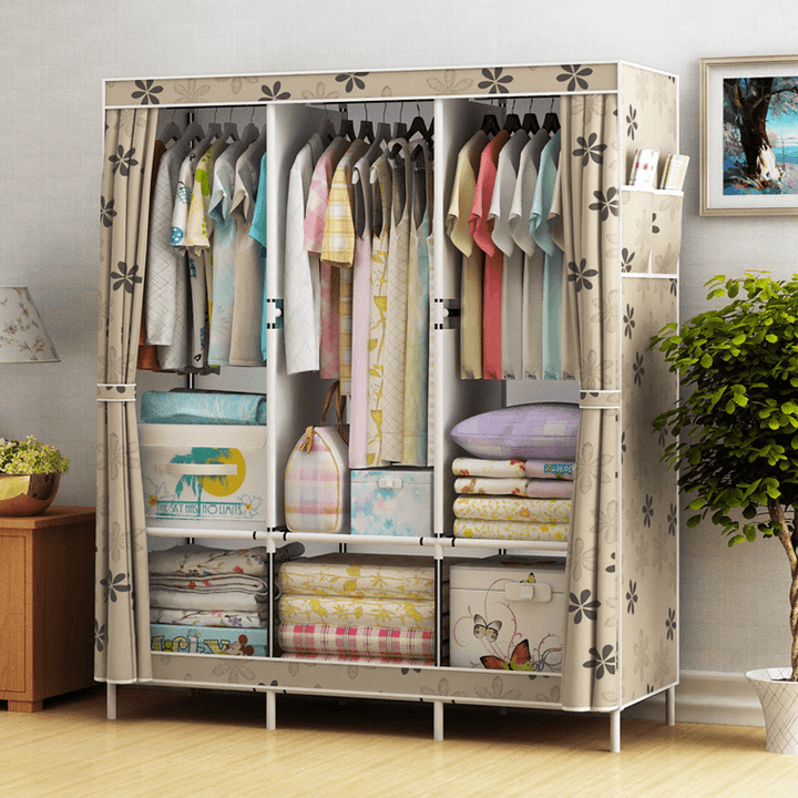 Simple Cloth Wardrobe Fabric Steel Tube Assembly Wardrobe Modern Economic Clothes Storage Bag Wardrobe Dormitory Storage Cabinet