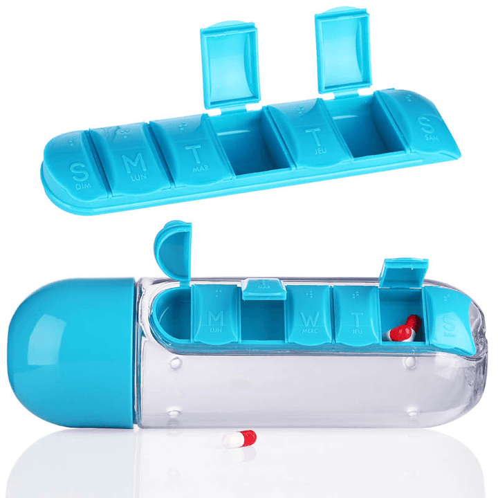 Ipree¬Æ 600Ml Water Bottle 7 Days Week Pill Capsule Case Organizer Leak-Proof Drinking Cup