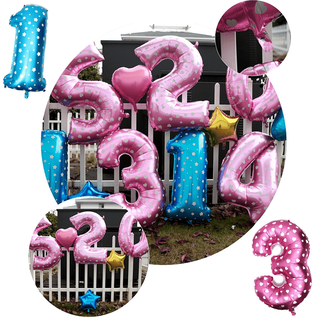 40 Inch Aluminum Foil Number Balloon Heart Shape Pattern Wedding Valentine Party Decoration - MRSLM