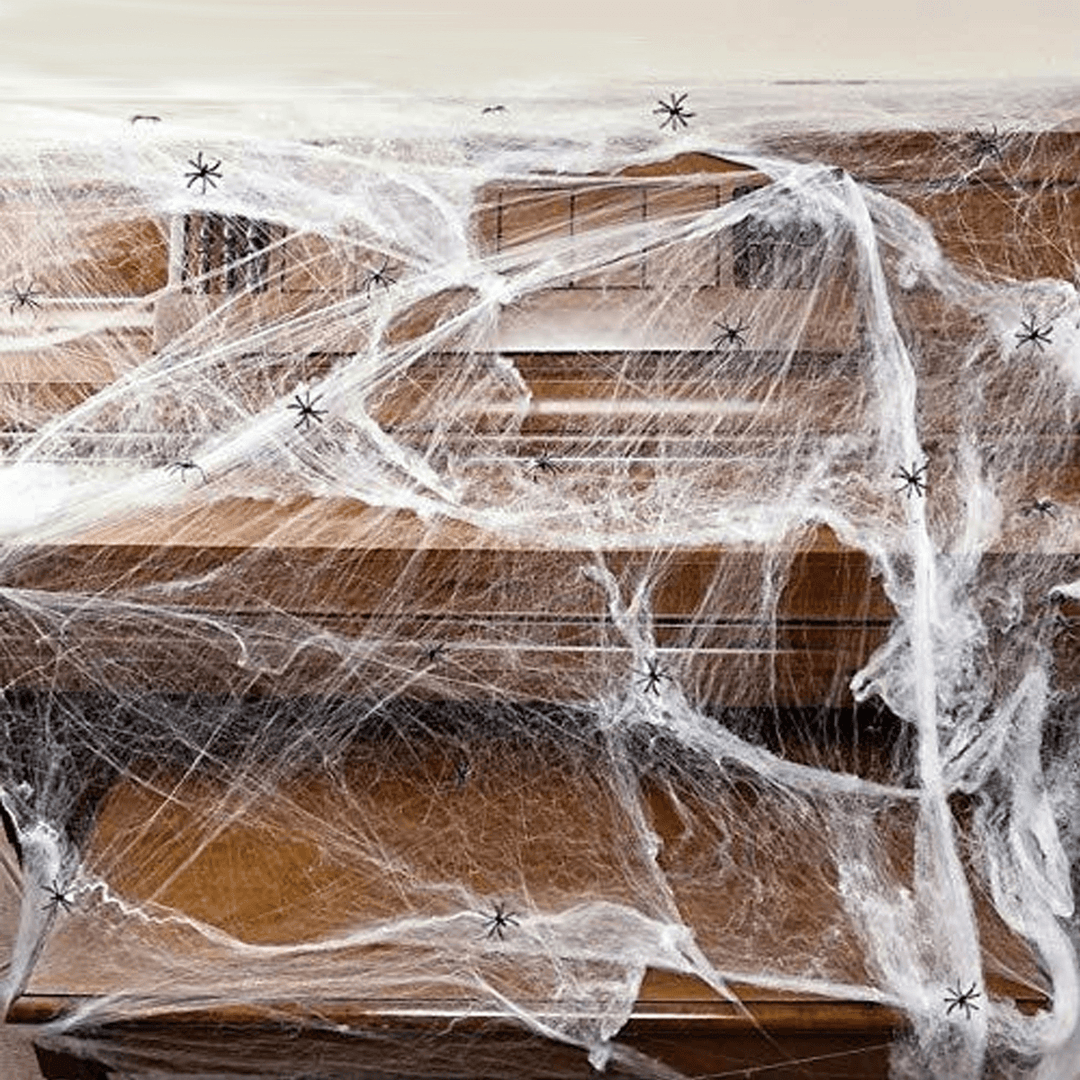 250G Spider Web with 48Pcs Small Spiders Halloween Outdoor Party Decorations Props Supplies