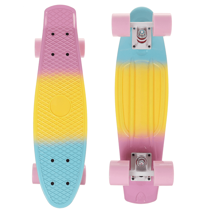 22 Inch Plastic Mini Cruiser Skateboard Long Board Banana Retro Skate Longboard Graphic Printed Children'S Scooter - MRSLM