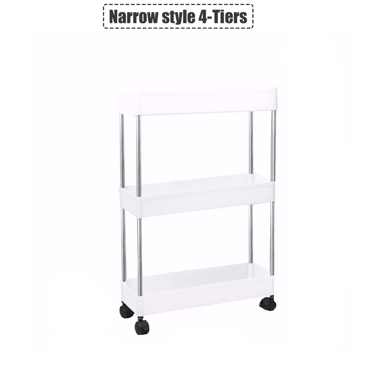 3/4 Tier Organizer Trolley Cart Utility Rolling Storage Rack Holders Saver Hooks - MRSLM