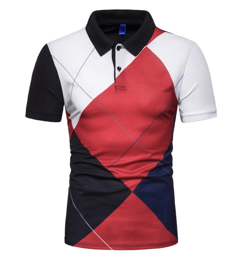 Printed Short-Sleeved Lapel T-Shirt POLO Shirt