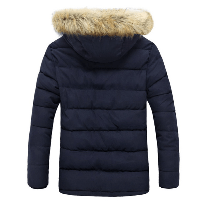 Mens Windproof Winter Thick Warm Furry Hood Parka Jacket