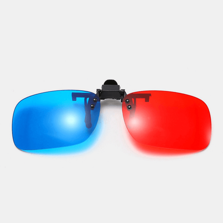 Unisex 3D Stereo Glasses Clip Lens Cinema Film Red and Blue Universal Glasses Lens with Case