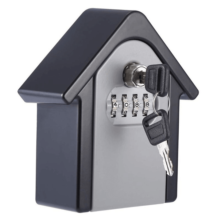 Aluminum Alloy Password Box Wall Mounted Key Lock Box 4 Digit Code Combination Key Storage Box for Realtor Construction Indoor Outdoor Room Escape