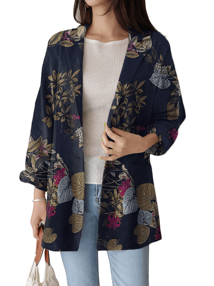 Women Full Sleeve Casual Loose Floral Printing Leisure Workwear Suit - MRSLM