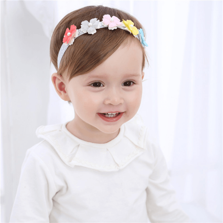 Children'S Pearl Five-Color Flower Headband