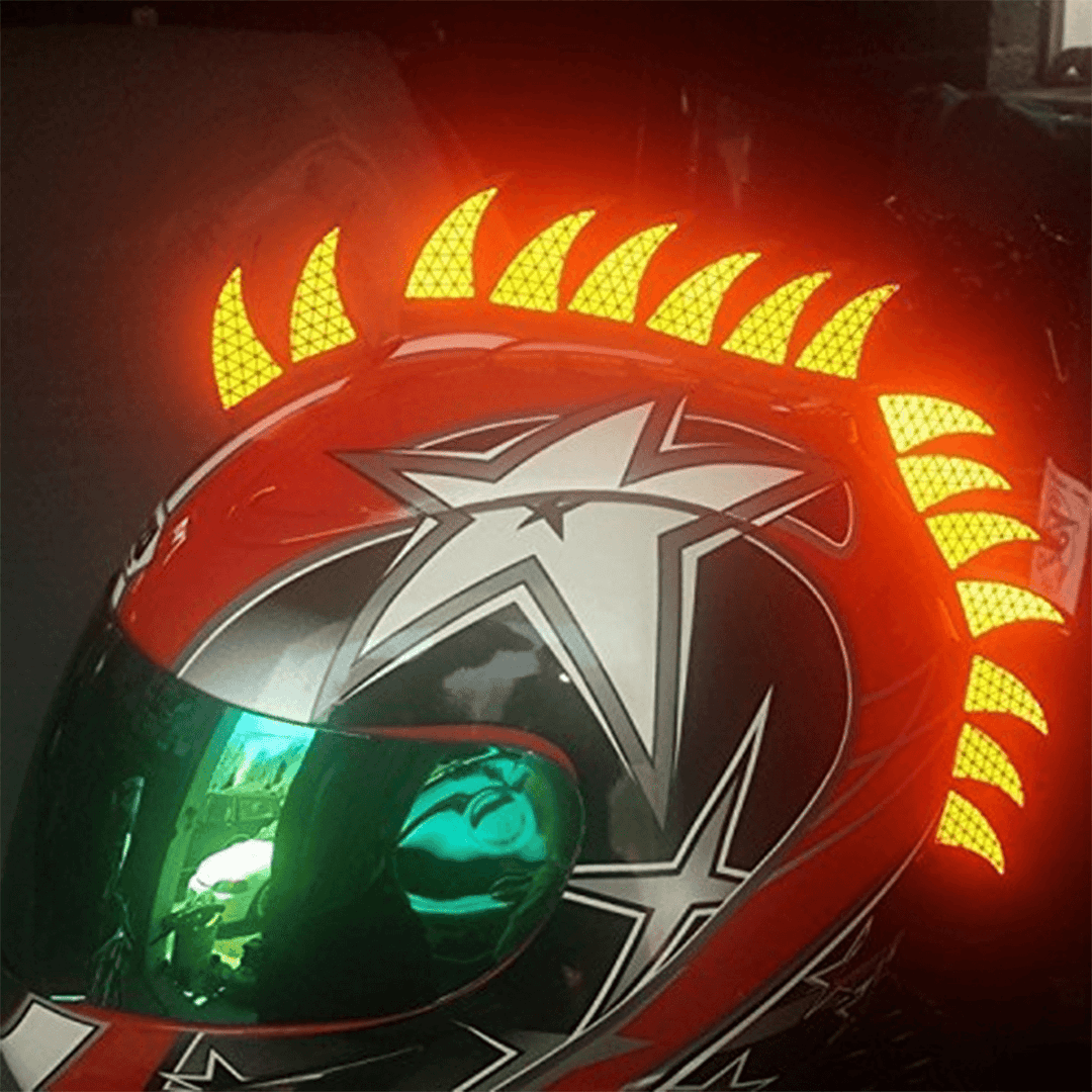 22 Blades Mohawk Warhawk Spikes Saw Reflective Sticker Decals for Rubber Helmet Motorcycle Bike