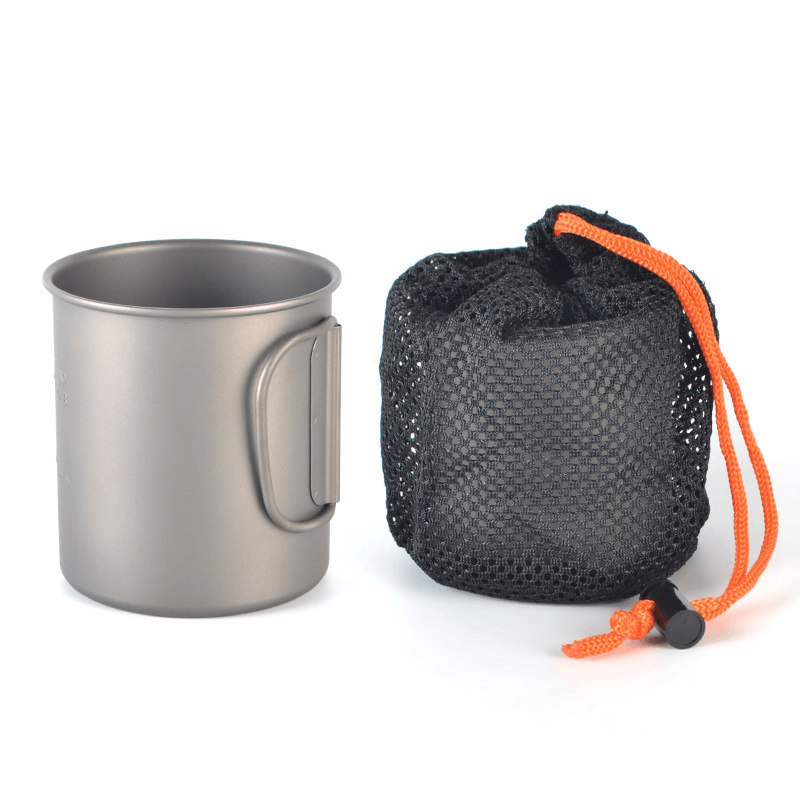 Campleader 375Ml Folding Cup Titanium Portable Drinking Water Mug Outdoor Camping Picnic BBQ Tableware