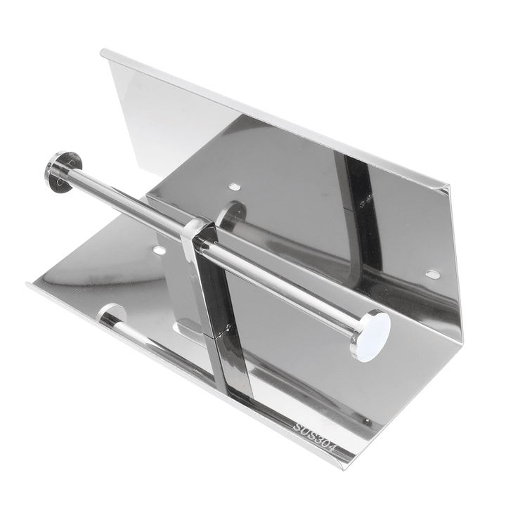 304 Stainless Steel Toilet Paper Two Rolls Holder Towel Phone Storage Towel Storage Bath Hook