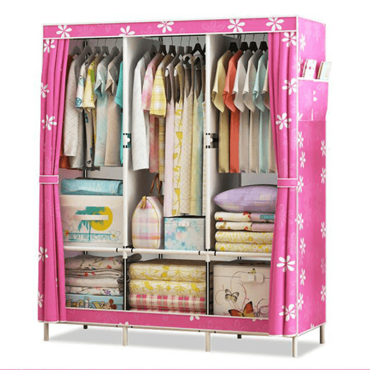 Simple Cloth Wardrobe Fabric Steel Tube Assembly Wardrobe Modern Economic Clothes Storage Bag Wardrobe Dormitory Storage Cabinet