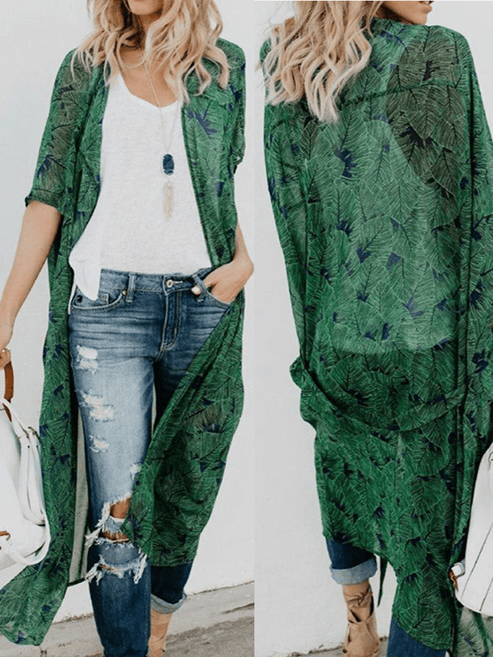 Casual Women Printed Loose Bat Sleeve Cardigans