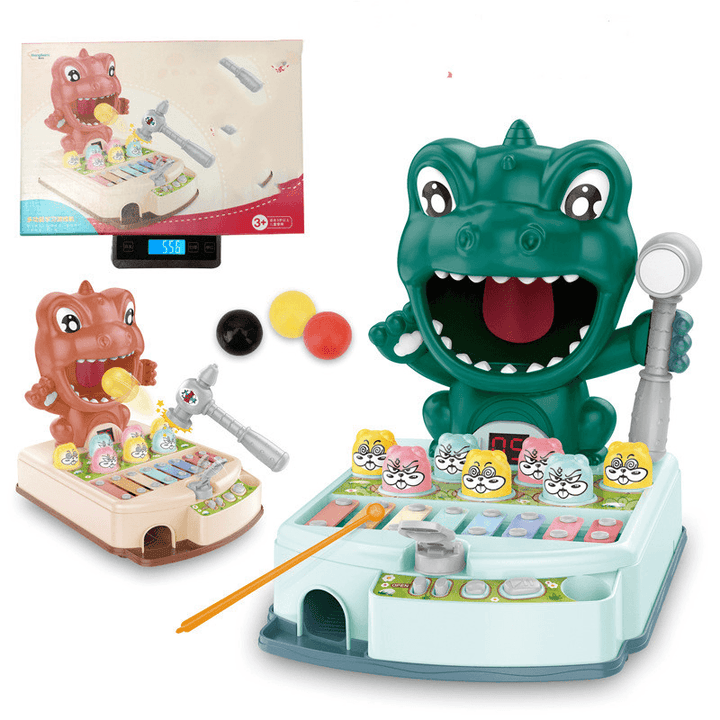 Children'S Educational Fun Electric Dinosaur Hitting Hamster Ejection Sound and Light Early Education Multifunctional Game Toy