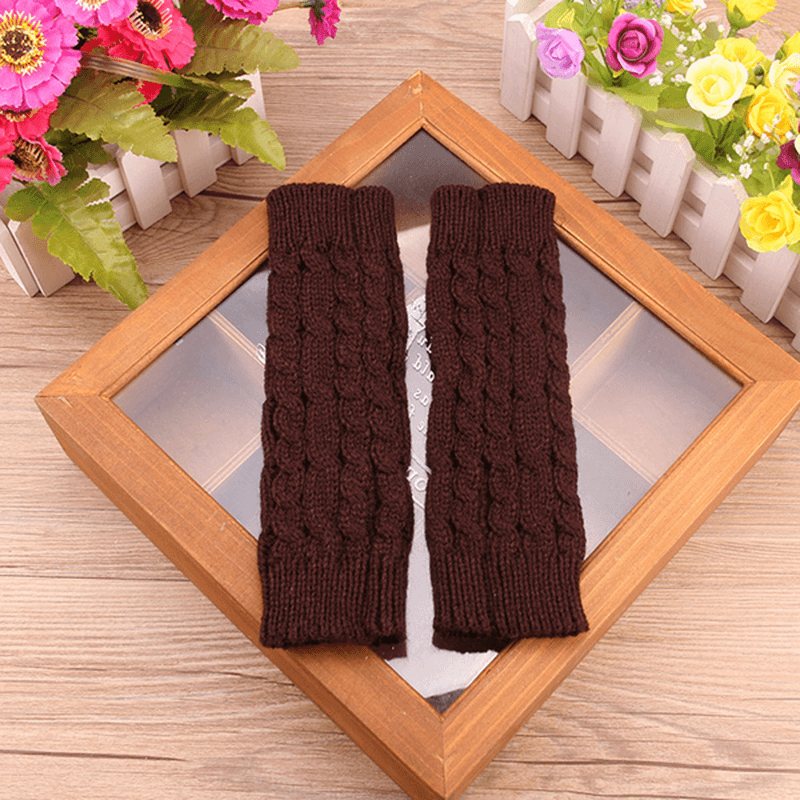 Women Winter Hand Warmer Gloves Thick Arm Crochet Knitting Warm Fingerless Gloves - MRSLM