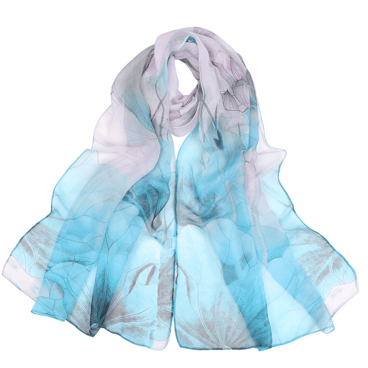 Summer Lotus Pond Moonlight Thin Silk Scarf