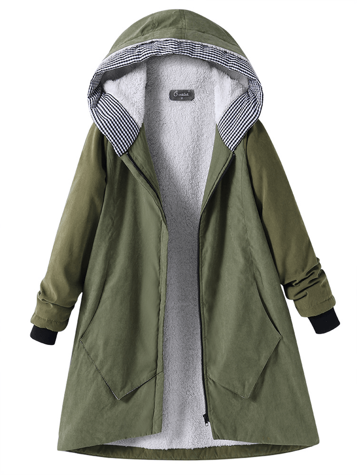 Casual Pure Color Hooded Pocket Coats