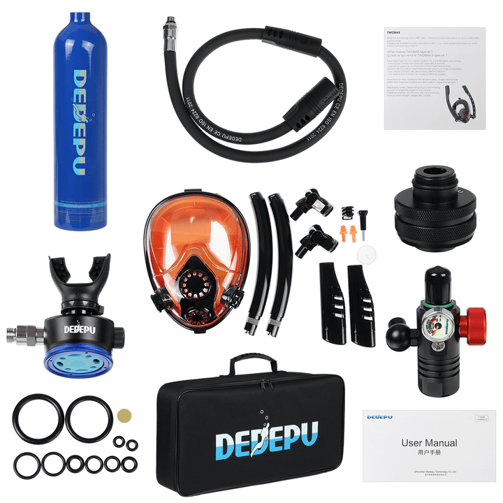 1L Diving Mini Scuba Cylinder Oxygen Tank Underwater Breath Equipment+Face Mask - MRSLM