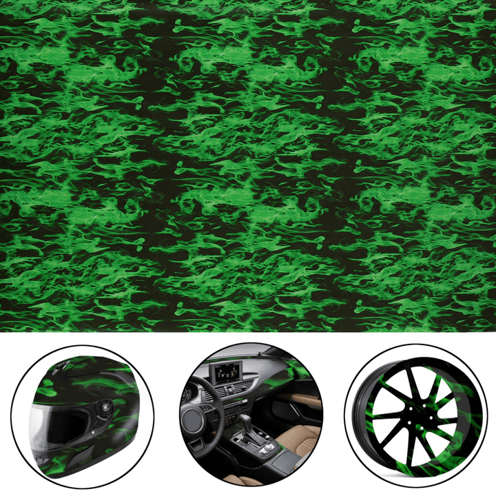 Green Fire Hydrographic Water Transfer Film Hydro Dipping DIP Print Car Film 150CM