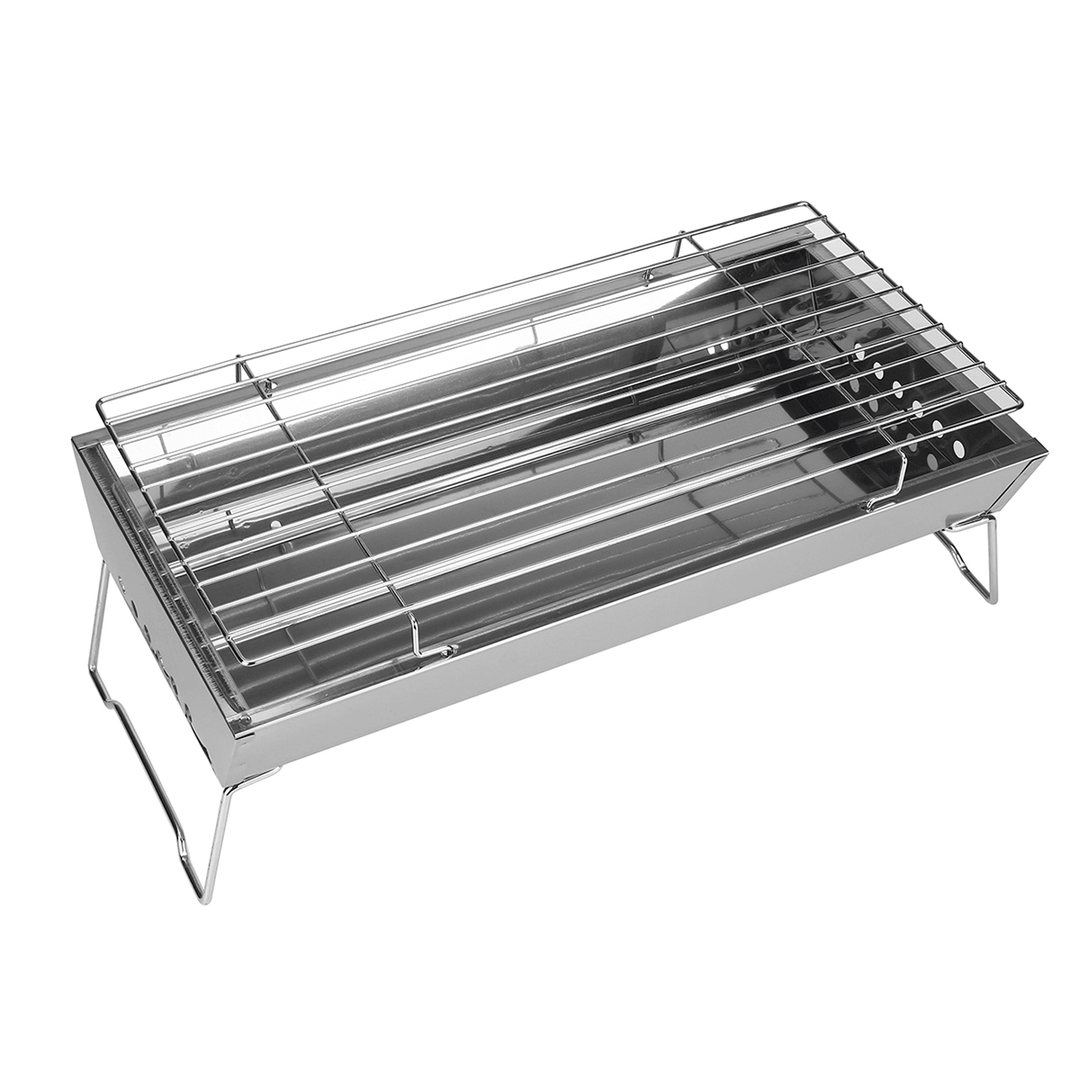 45X24X7.5Cm Stainless Steel Grill Outdoor Stainless Barbecue Portable Camping Barbecue Grill Multifunction Wood Stove