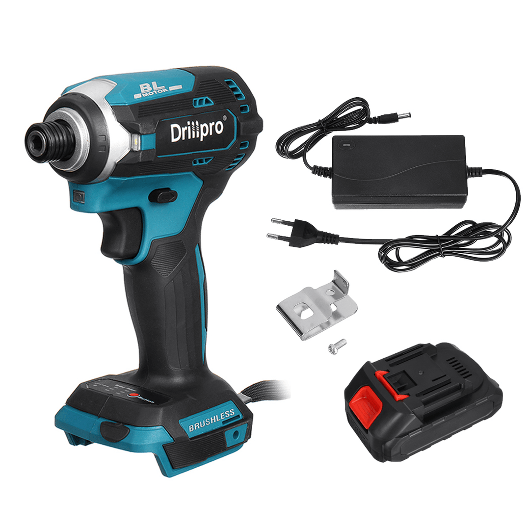 Drillpro 3 Light Brushless Electric Screwdriver Cordless Rechargeable Power Tool W/ 1/2Pcs Battery Also for Makita 18V Battery