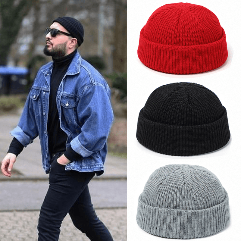 Knitted Hats for Women Skullcap Men Beanie Hat Winter Retro