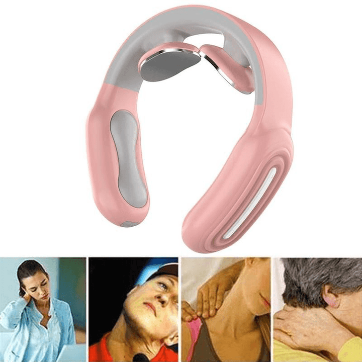 Electric Neck Massager 6 Modes Pulse Massage Magnetic Cervical Spine Hot Compress Therapy Pain Relief Tool