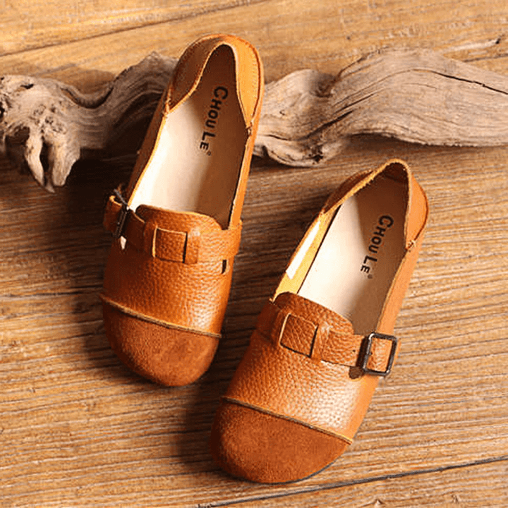 Women Casual Slip on Soft Leather Shoes Outdoor Low Top Flat Loafers