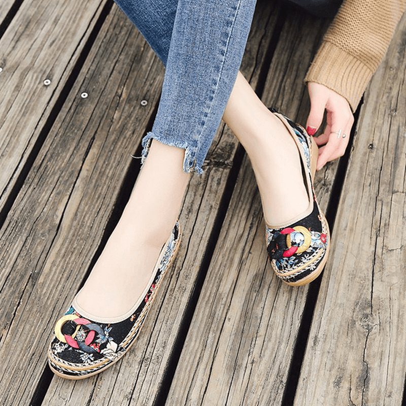 US Size 5-11 Embroidery Loafers for Wome