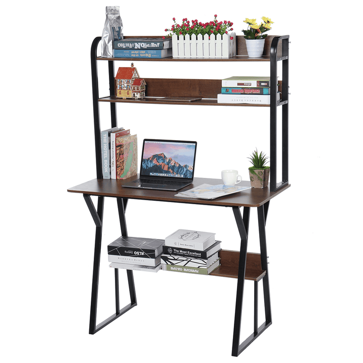 2 in 1 Computer Desk Storage Shelf Modren Student Writing Study Table Office Workstation Home Laptop Desk Bookshelf